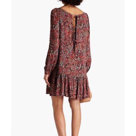 NICHOLAS Women's Devan Gathered Snake-print Crepe Mini Dress Size 4 NWT - Picture 4 of 14